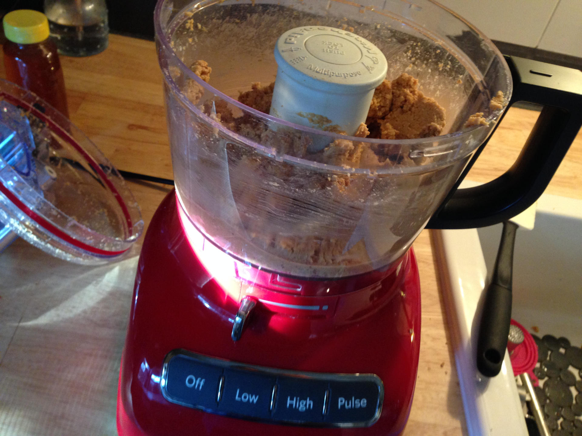Home made peanut butter in a food processor