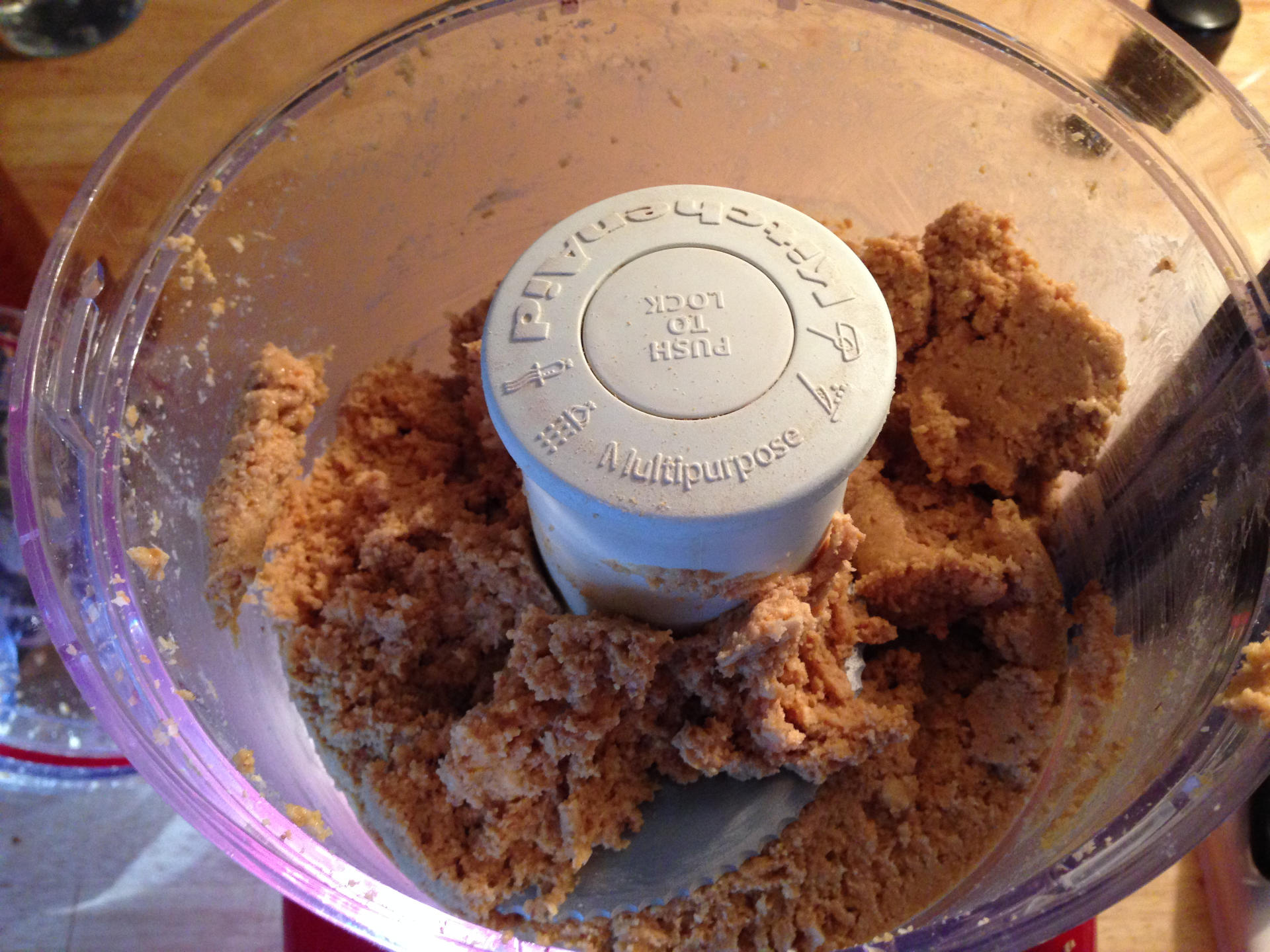 Home made peanut butter in a food processor