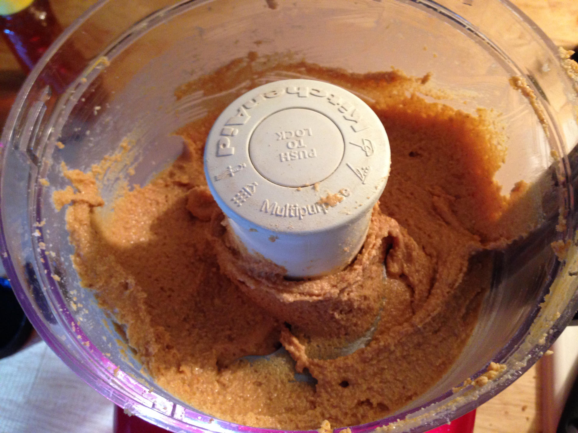Home made peanut butter in a food processor