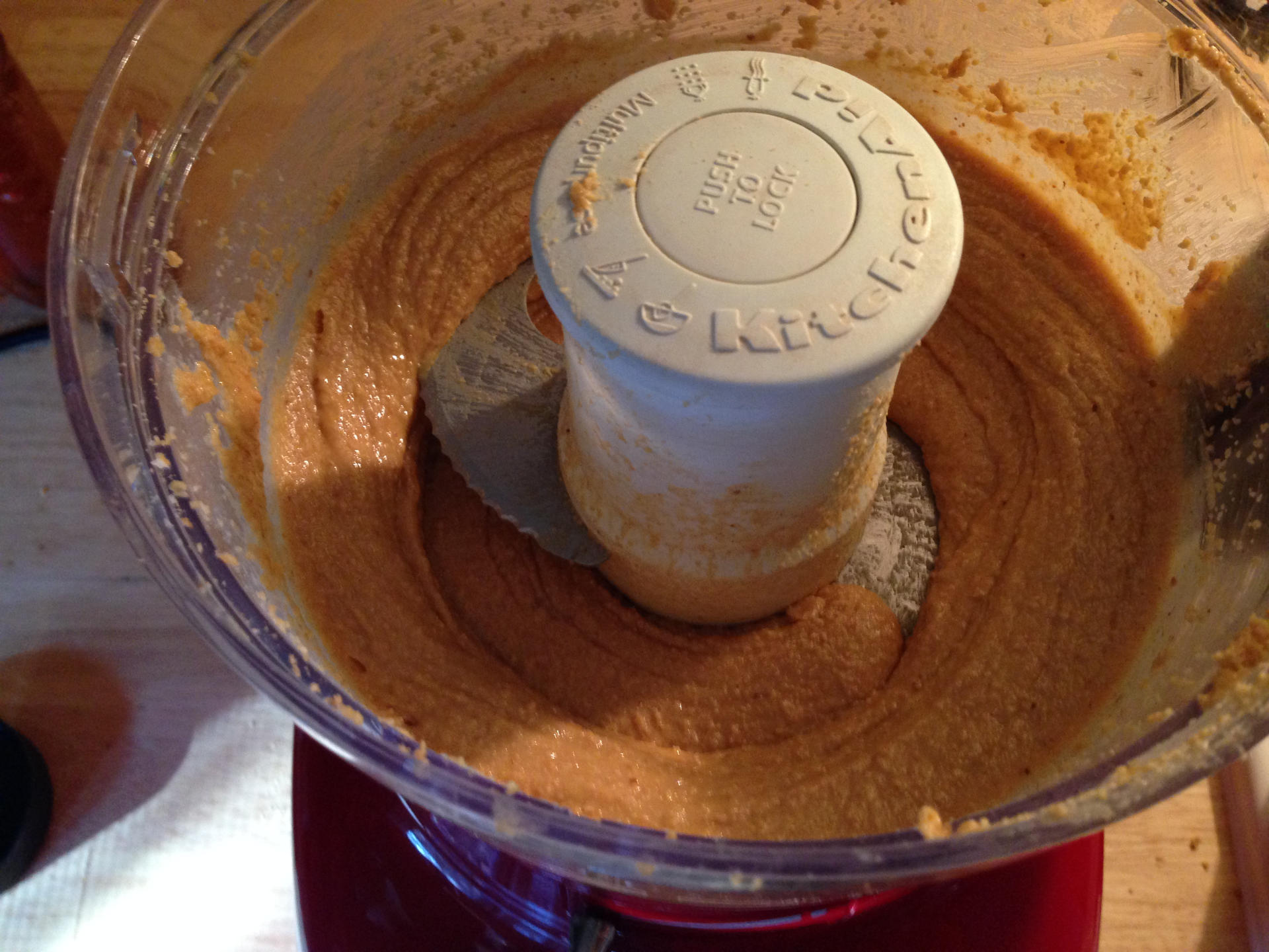 Home made peanut butter in a food processor
