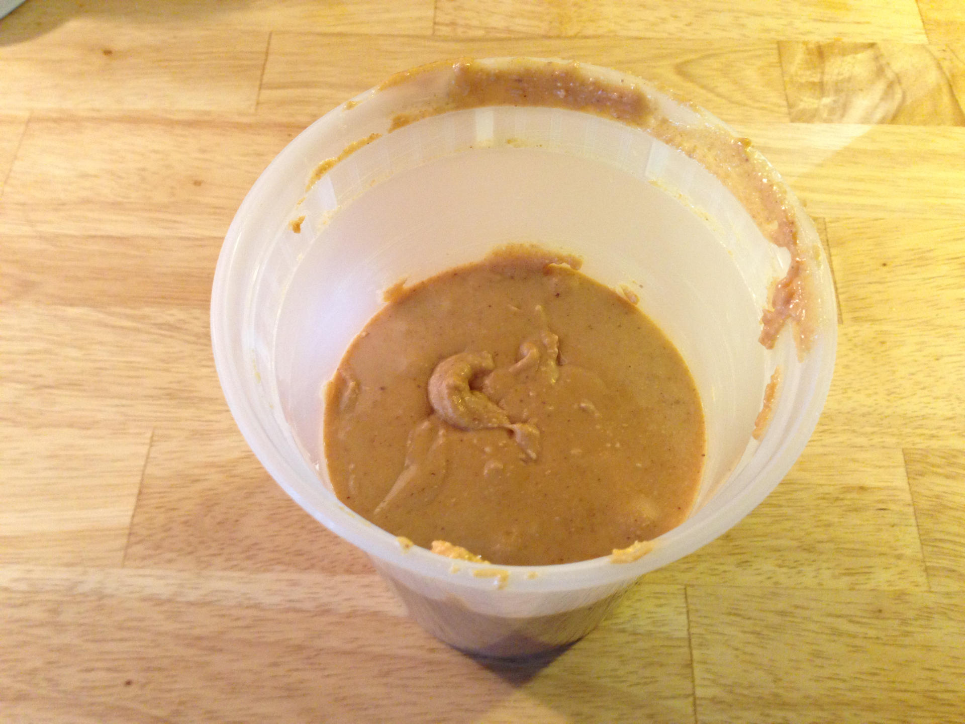Home made peanut butter in a container