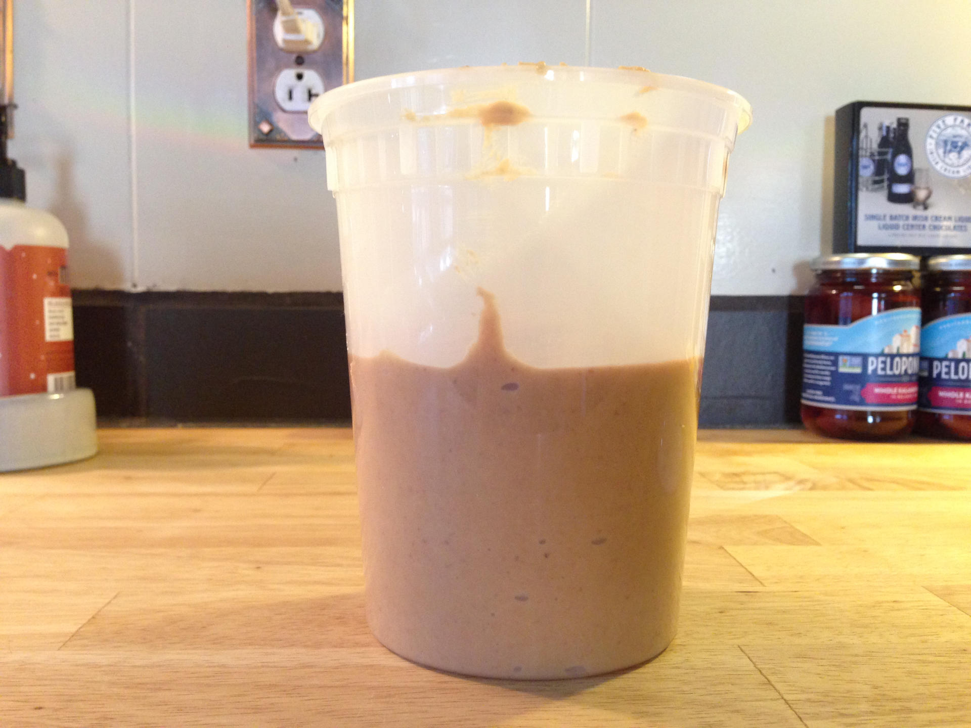 Home made peanut butter in a container