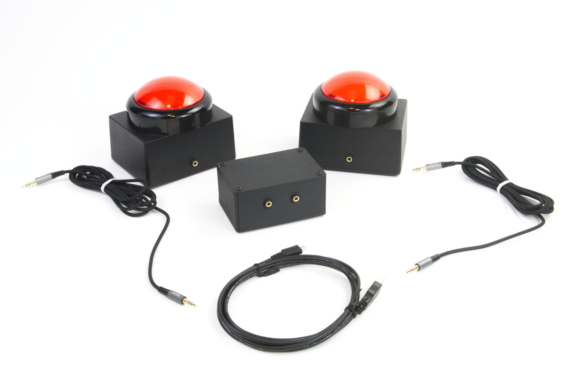 A set of game show buzzers