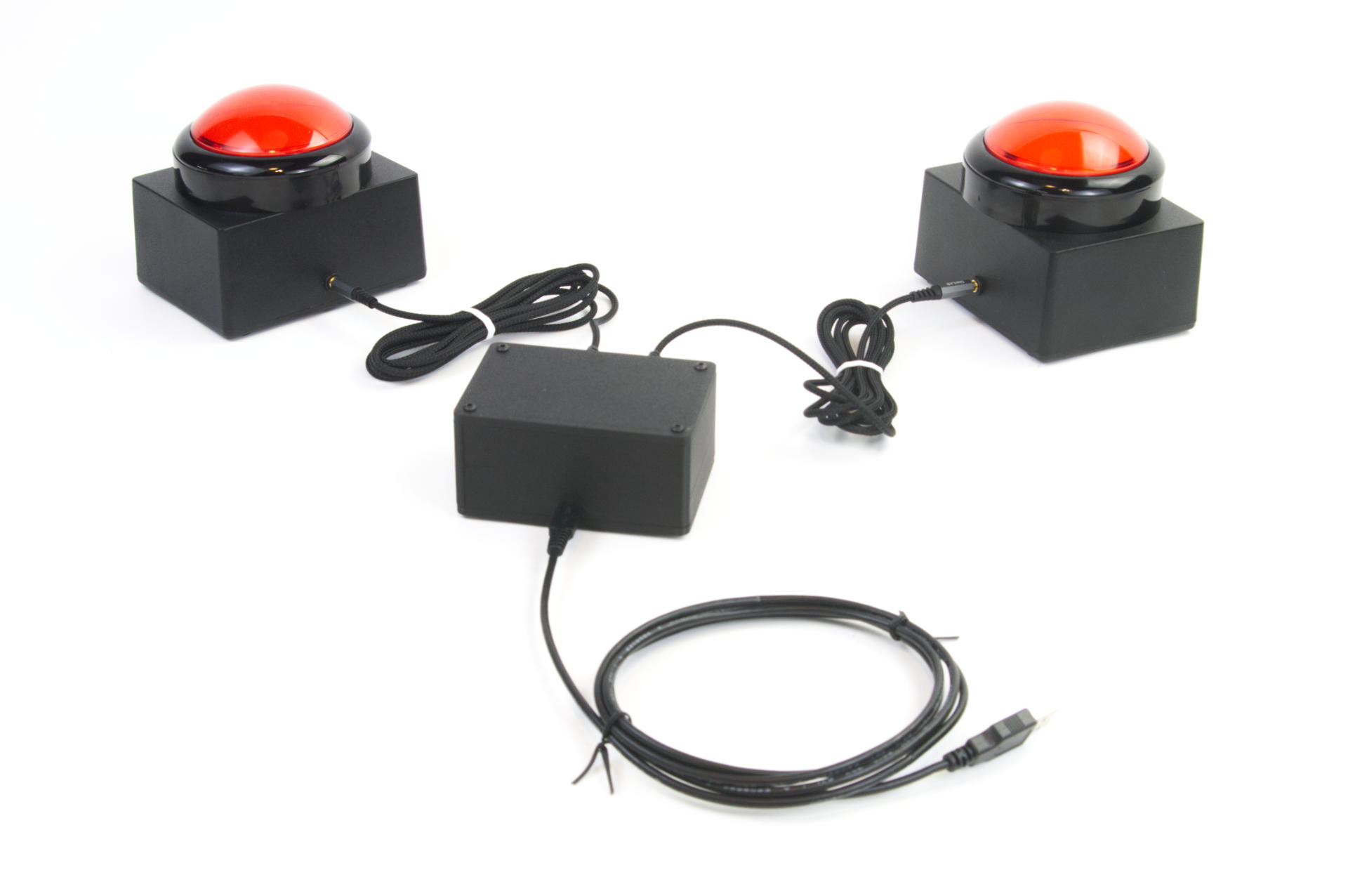 A set of game show buzzers