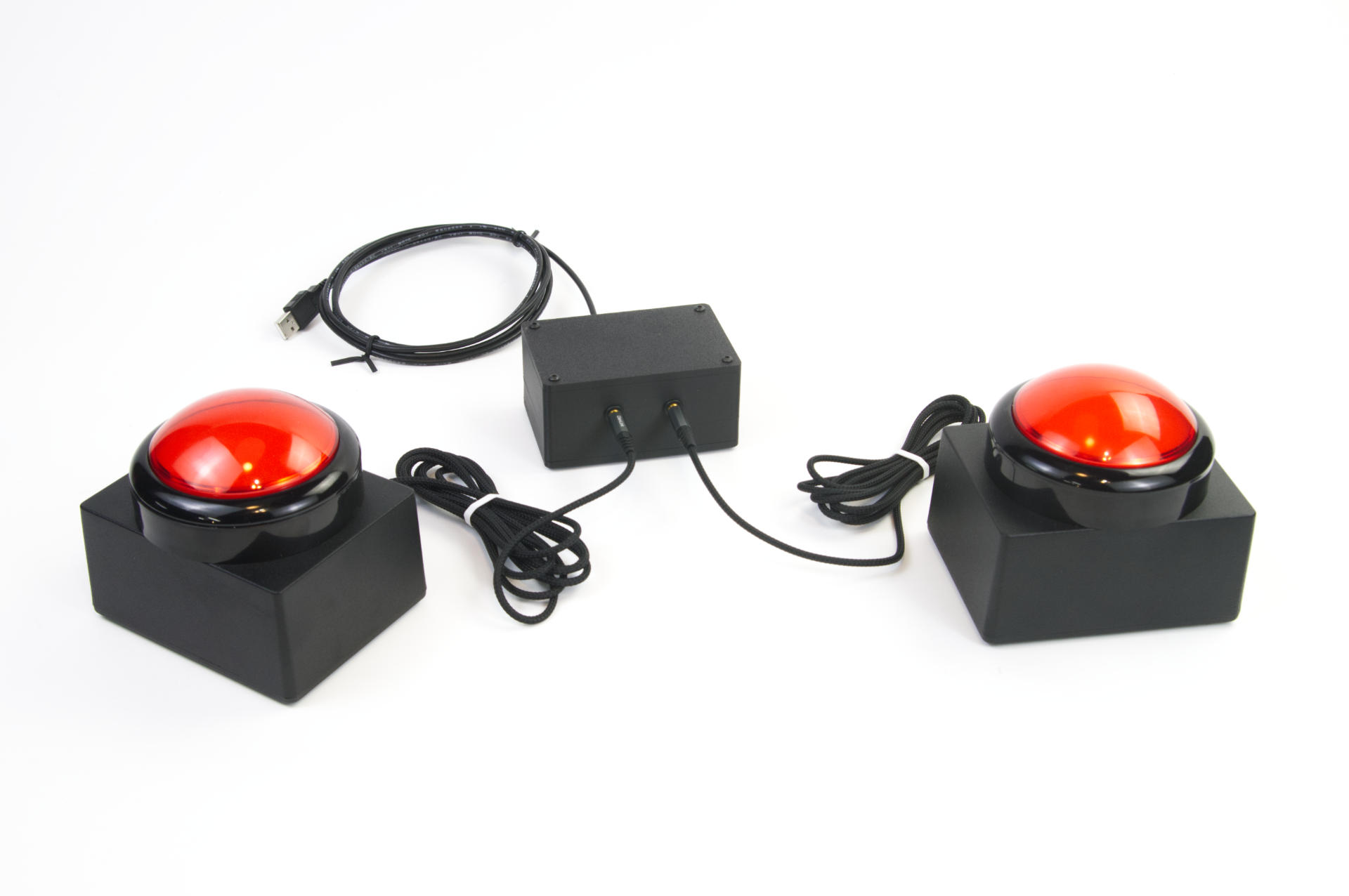 A set of game show buzzers