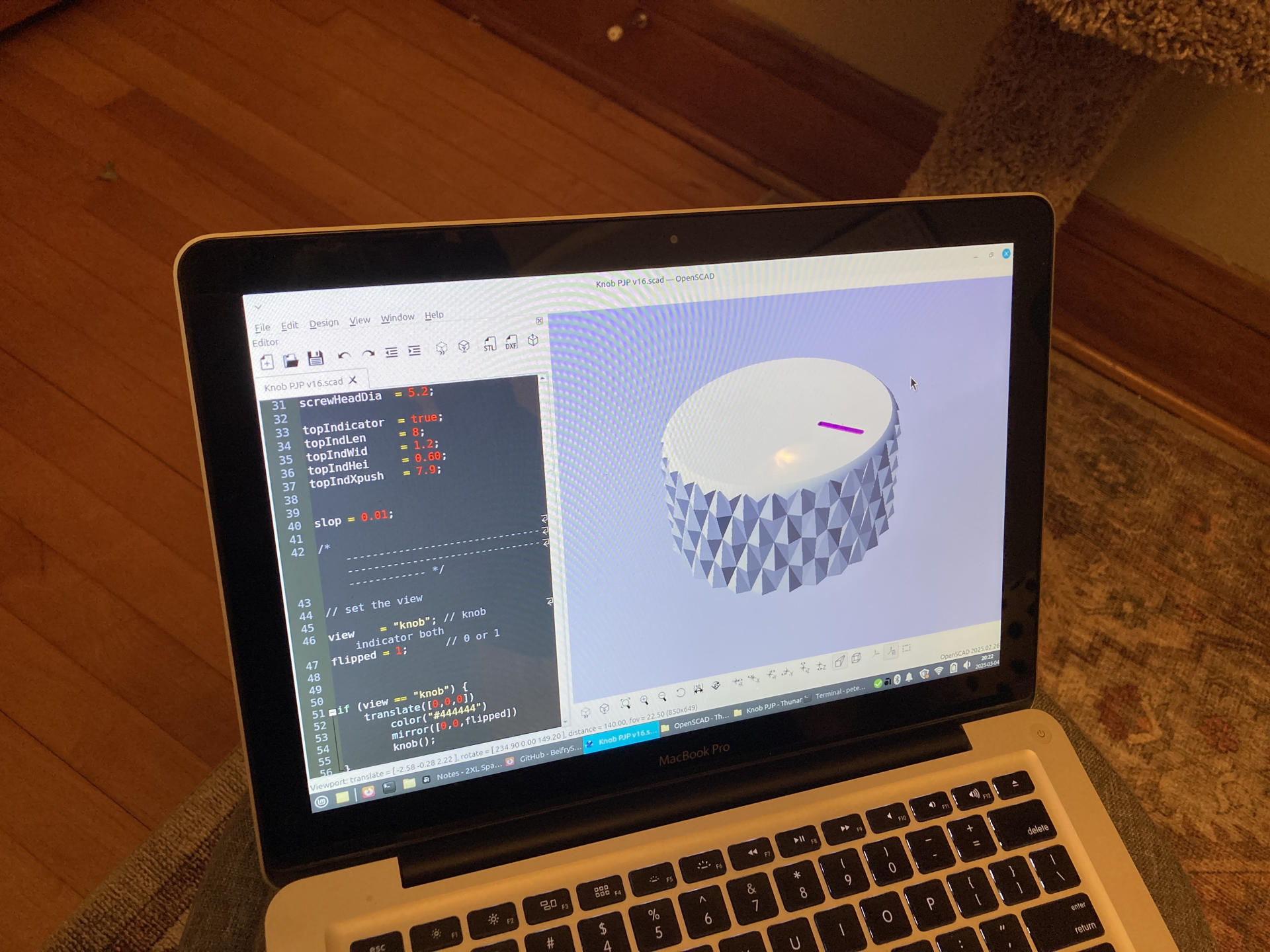 A MacBook Pro running Mint Linux