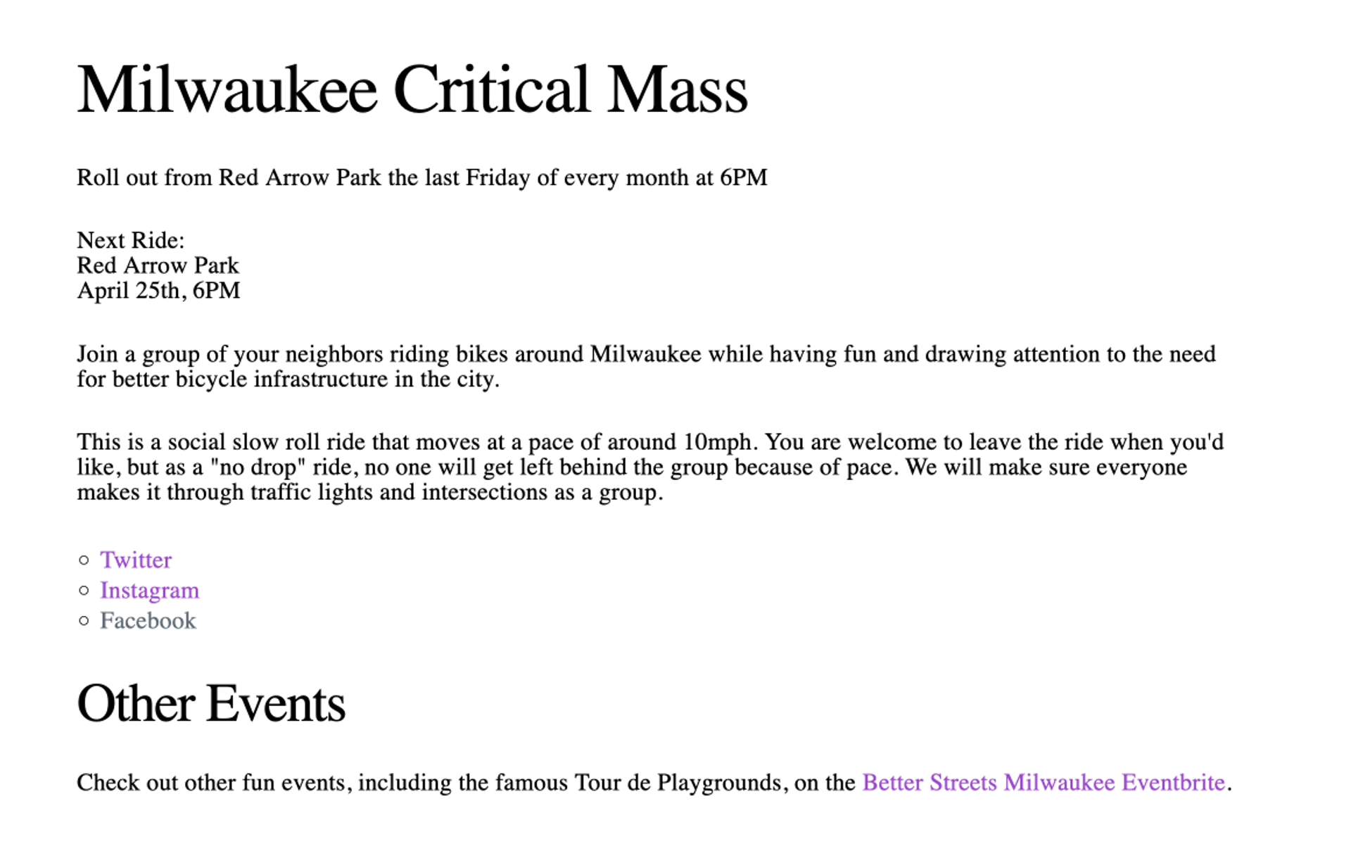 Milwaukee Critical Mass Web Site