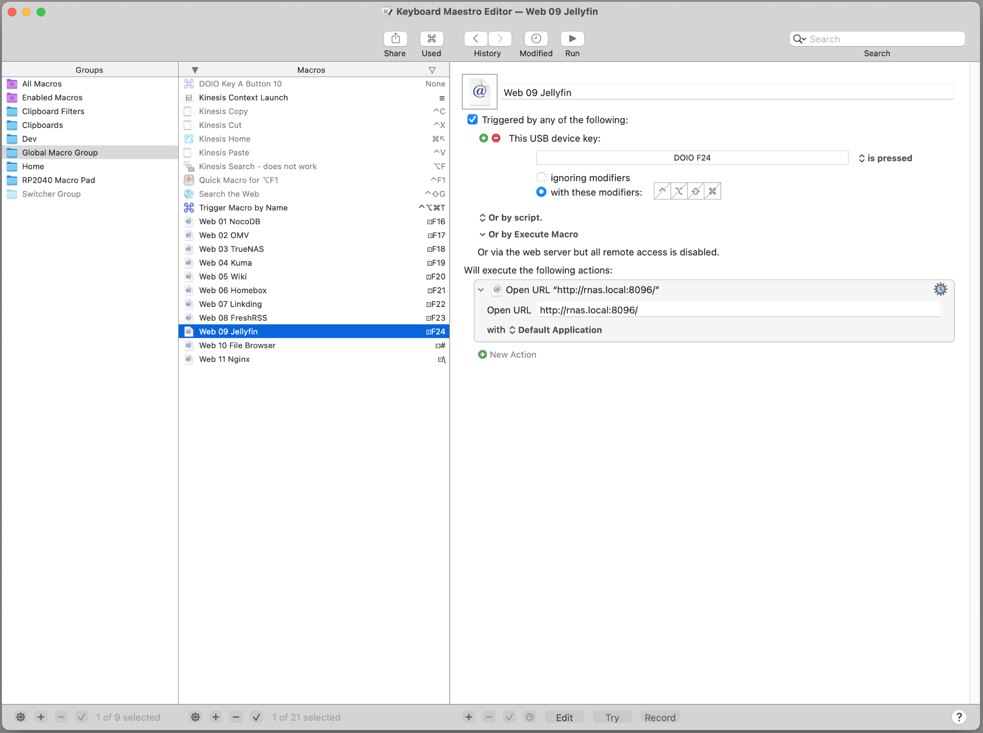 Screenshot of Keyboard Maestro showing settings
