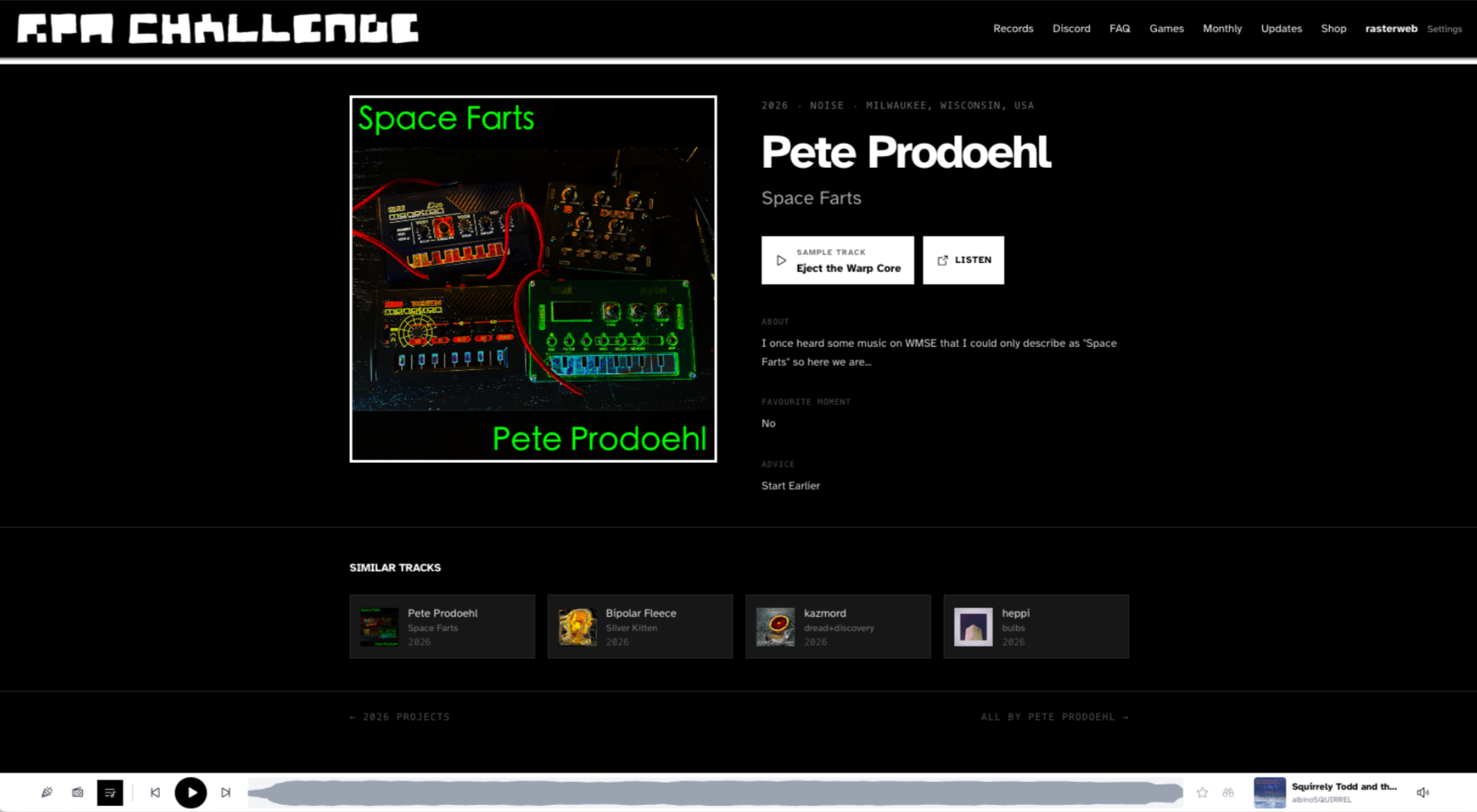 RPM Challenge web site - Pete Prodoehl - 2026