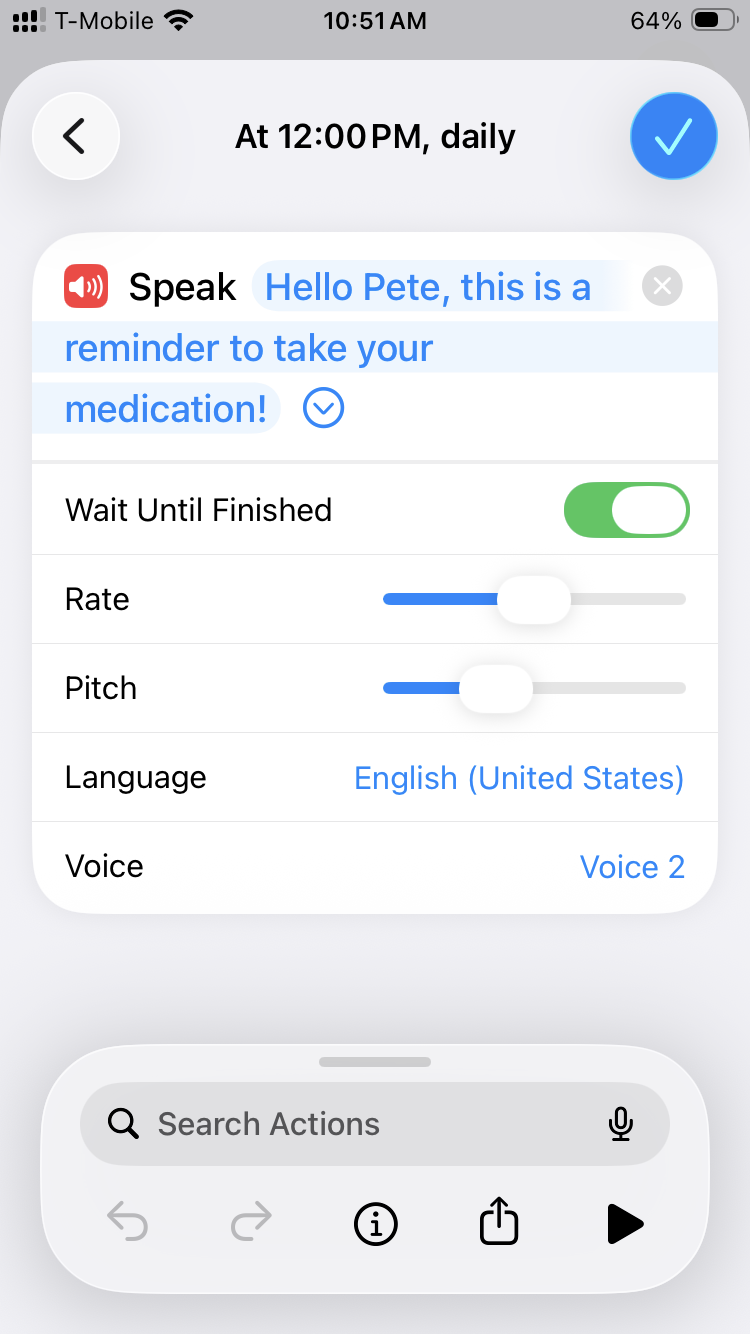 Apple Shortcuts screen shot